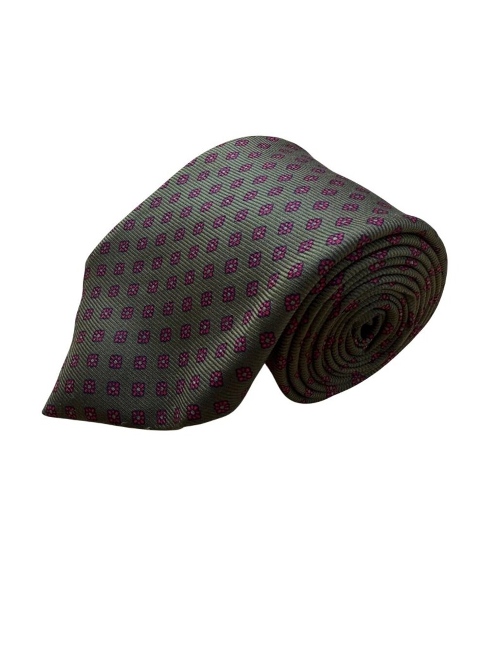 Chaps Ralph Lauren Mens Green & Pink All Silk Patterned Tie Classic Neckwear
